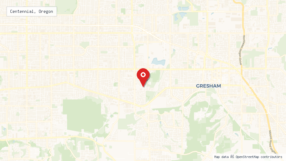 Street map of Centennial, Oregon with location pin