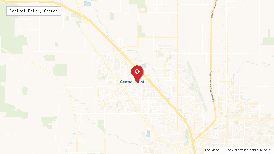 Street map of Central Point, Oregon with location pin