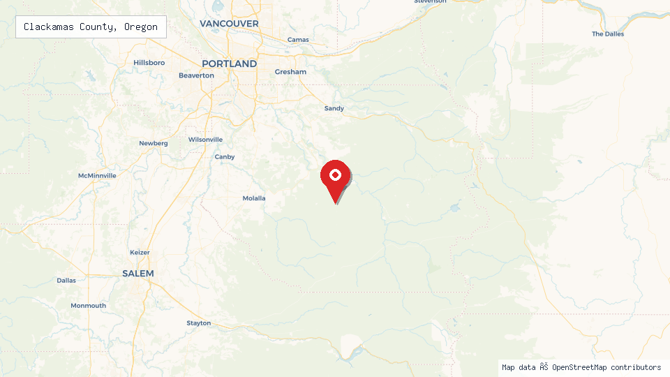 Street map of Clackamas County, Oregon with location pin