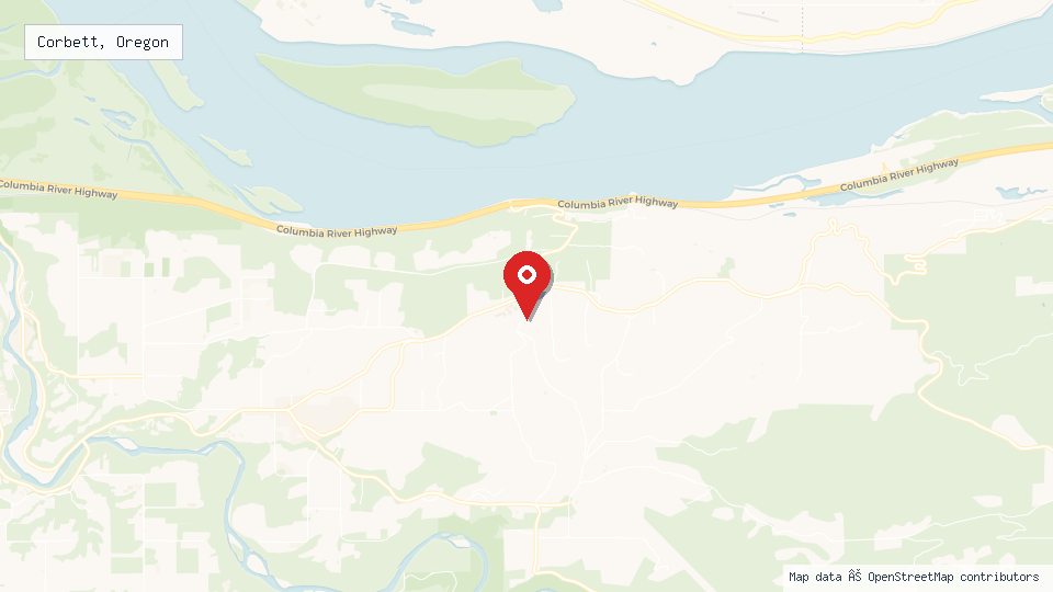 Street map of Corbett, Oregon with location pin