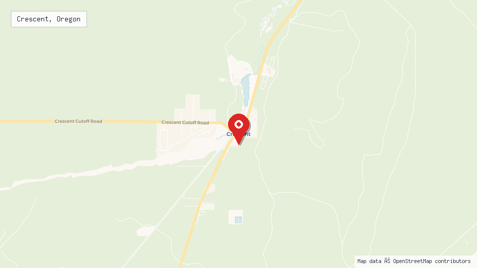 Street map of Crescent, Oregon with location pin