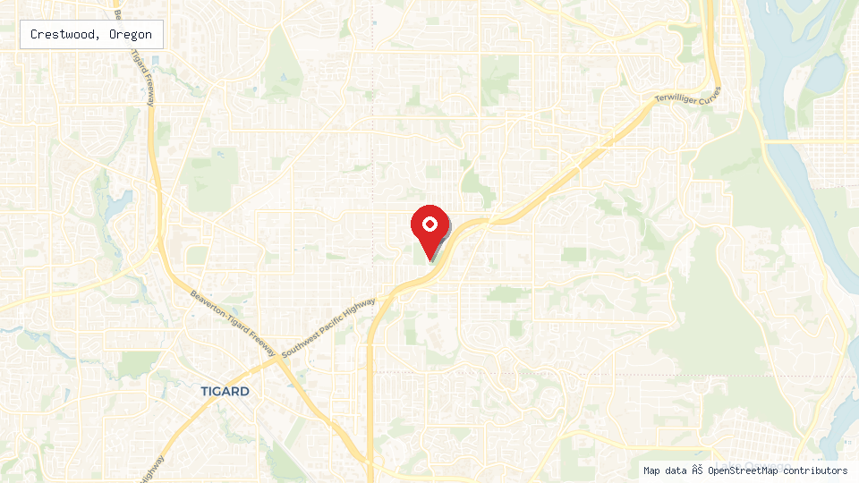 Street map of Crestwood, Oregon with location pin
