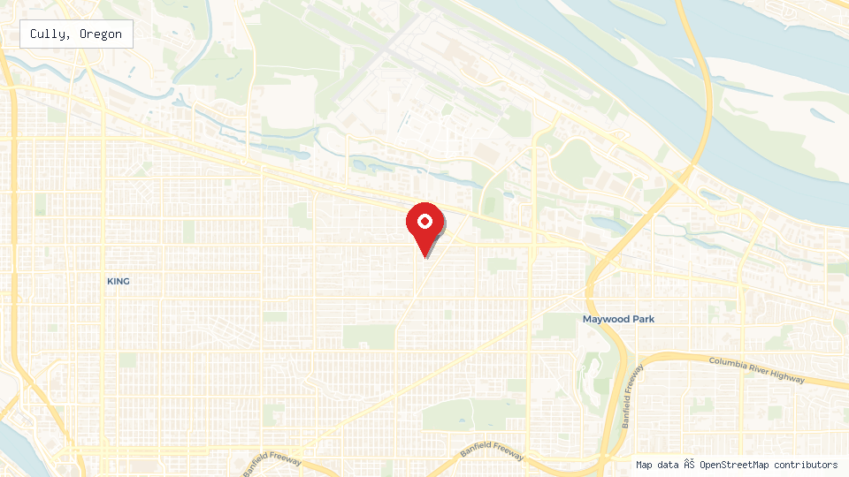 Street map of Cully, Oregon with location pin