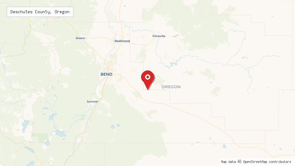 Street map of Deschutes County, Oregon with location pin