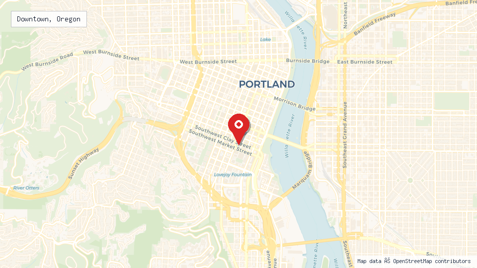 Street map of Downtown, Oregon with location pin