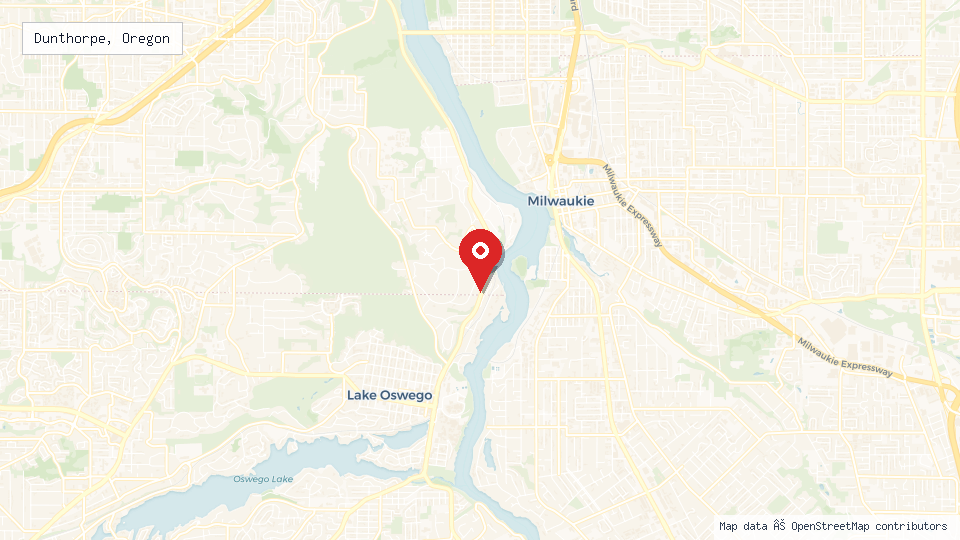 Street map of Dunthorpe, Oregon with location pin