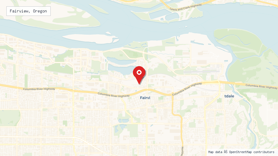 Street map of Fairview, Oregon with location pin