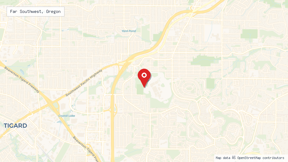 Street map of Far Southwest, Oregon with location pin