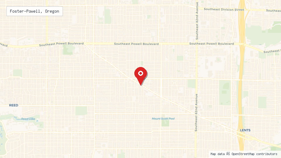 Street map of Foster-Powell, Oregon with location pin