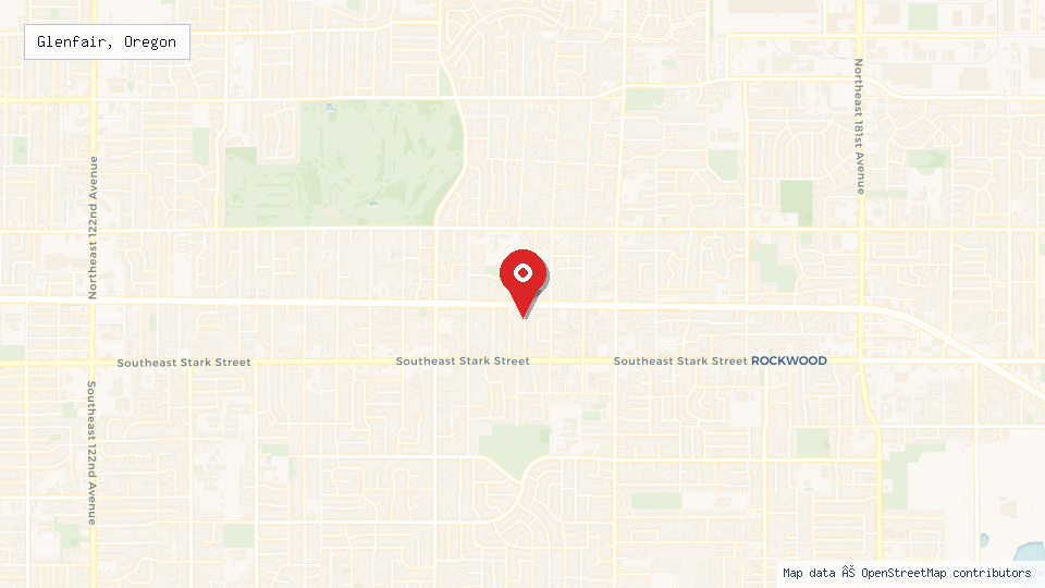Street map of Glenfair, Oregon with location pin