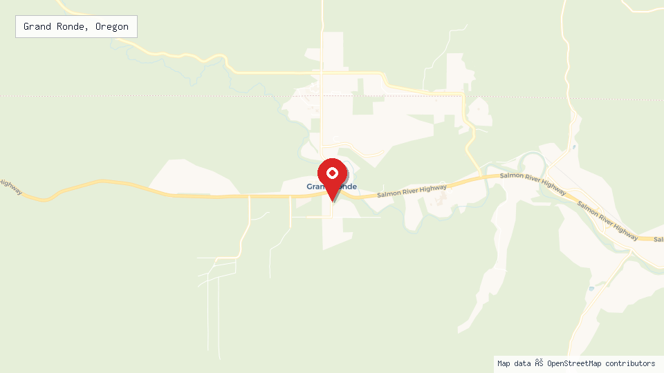 Street map of Grand Ronde, Oregon with location pin