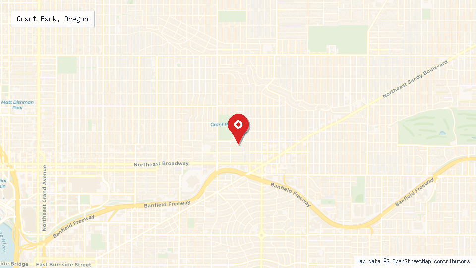 Street map of Grant Park, Oregon with location pin