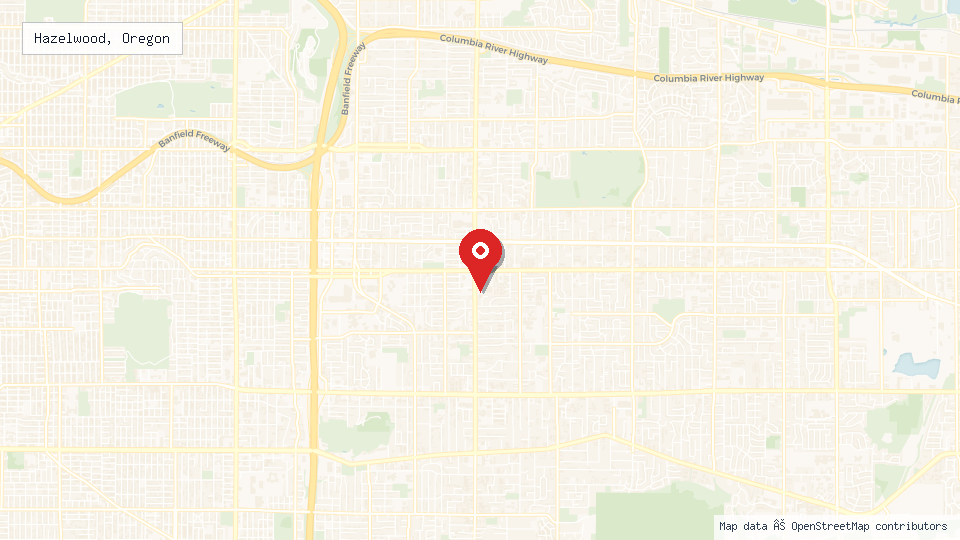 Street map of Hazelwood, Oregon with location pin
