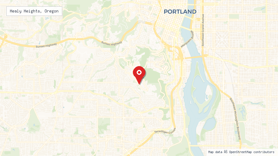 Street map of Healy Heights, Oregon with location pin