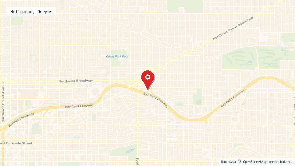 Street map of Hollywood, Oregon with location pin