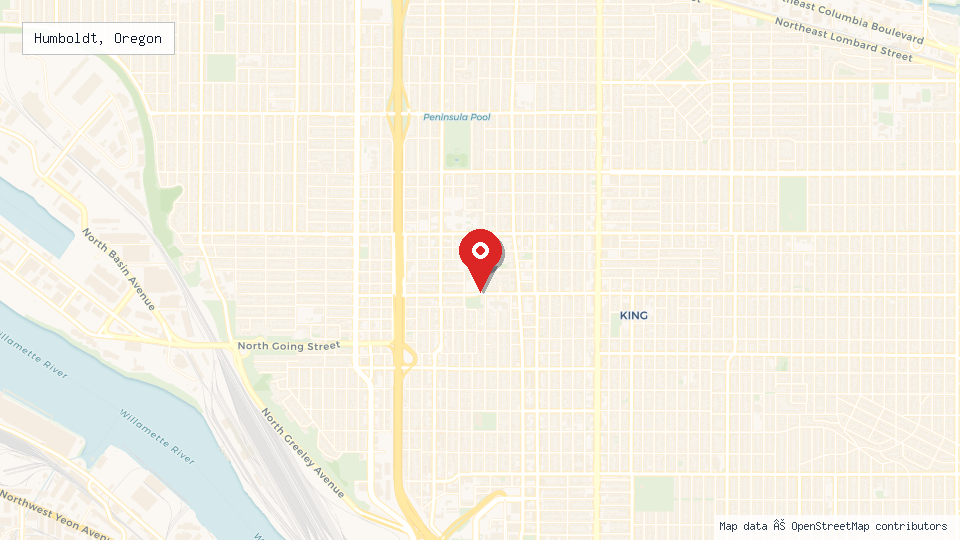 Street map of Humboldt, Oregon with location pin