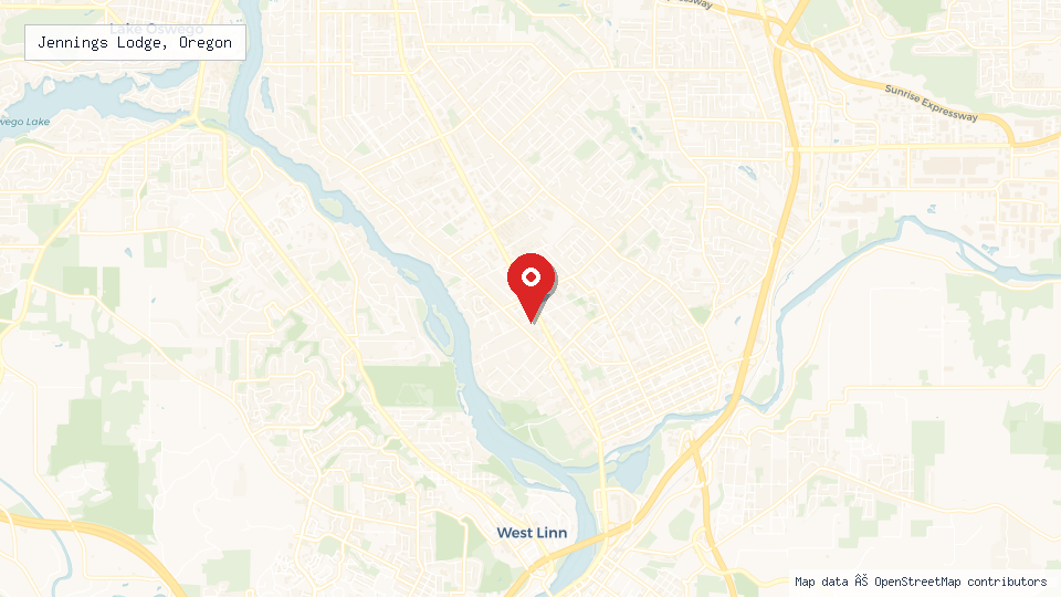 Street map of Jennings Lodge, Oregon with location pin
