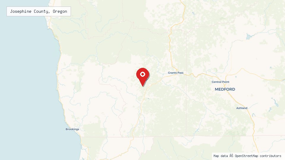Street map of Josephine County, Oregon with location pin