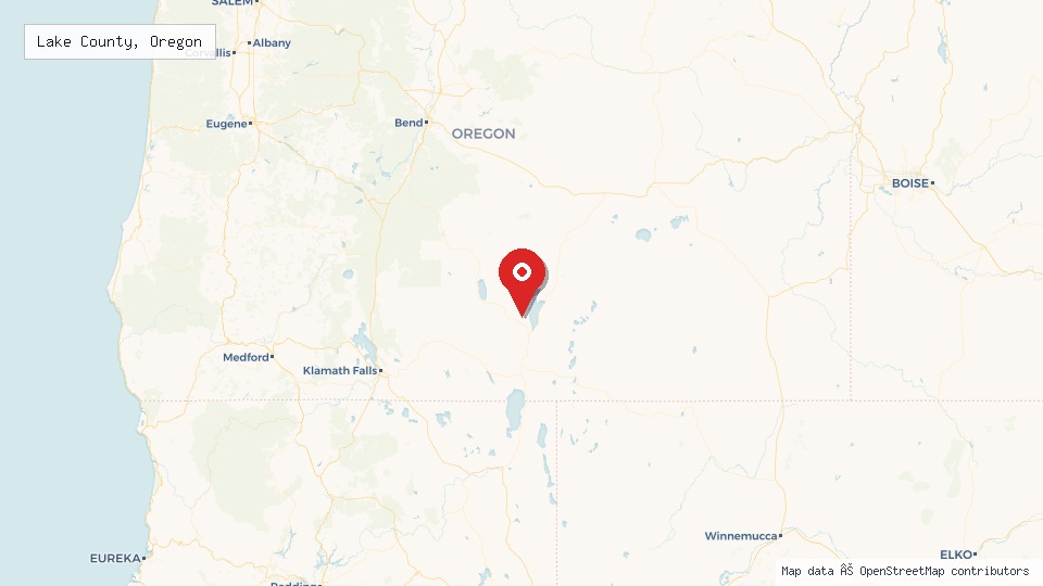 Street map of Lake County, Oregon with location pin