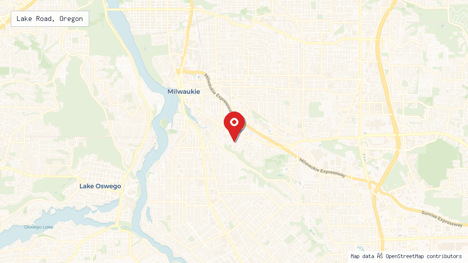 Street map of Lake Road, Oregon with location pin