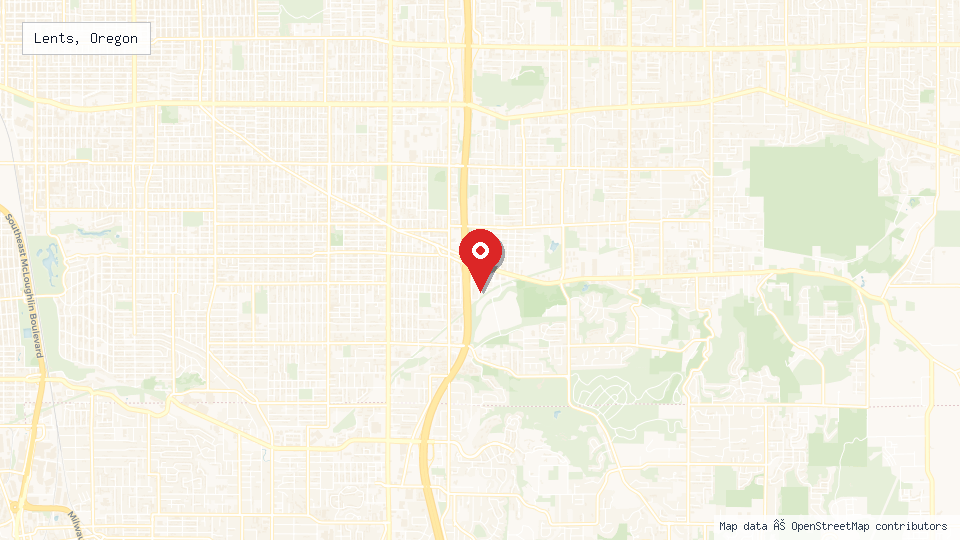 Street map of Lents, Oregon with location pin