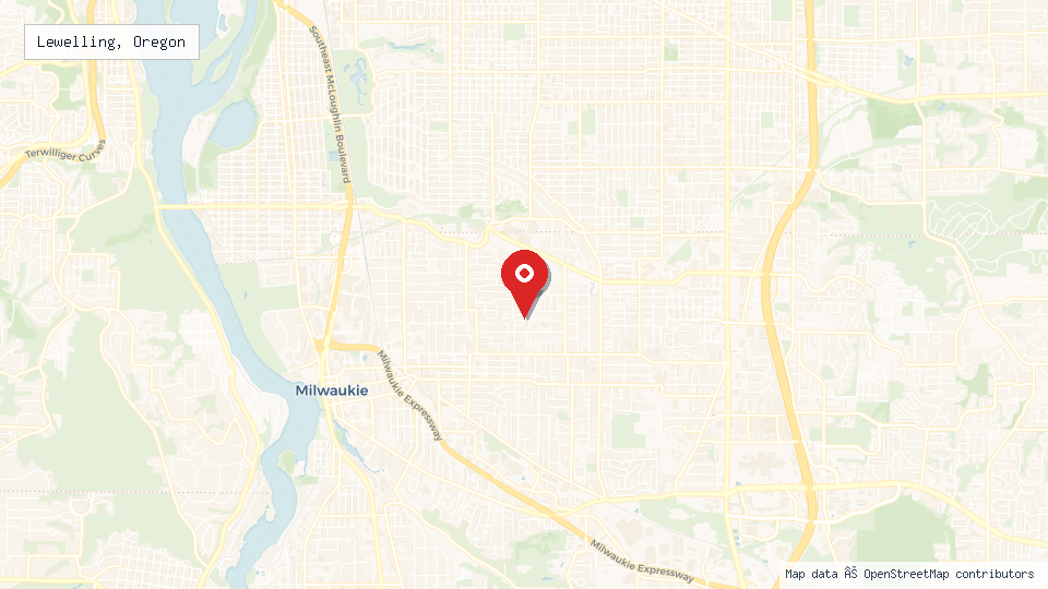 Street map of Lewelling, Oregon with location pin