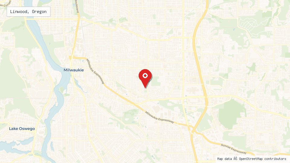 Street map of Linwood, Oregon with location pin