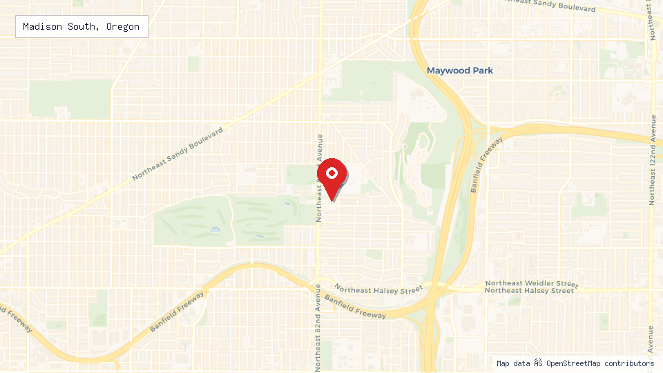 Street map of Madison South, Oregon with location pin