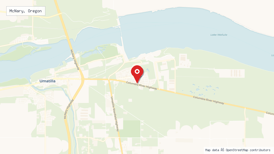 Street map of McNary, Oregon with location pin