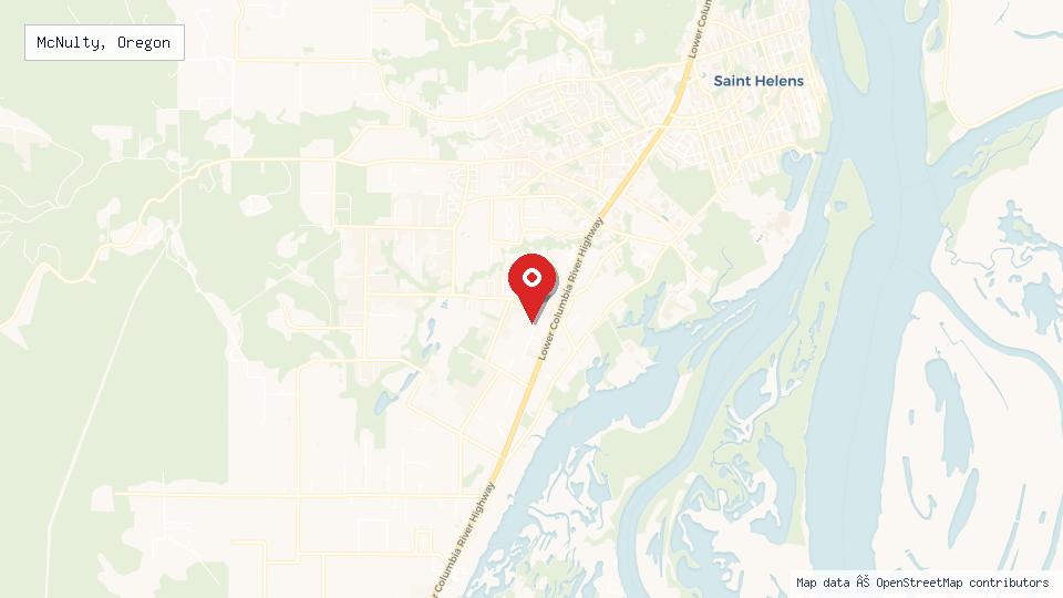 Street map of McNulty, Oregon with location pin
