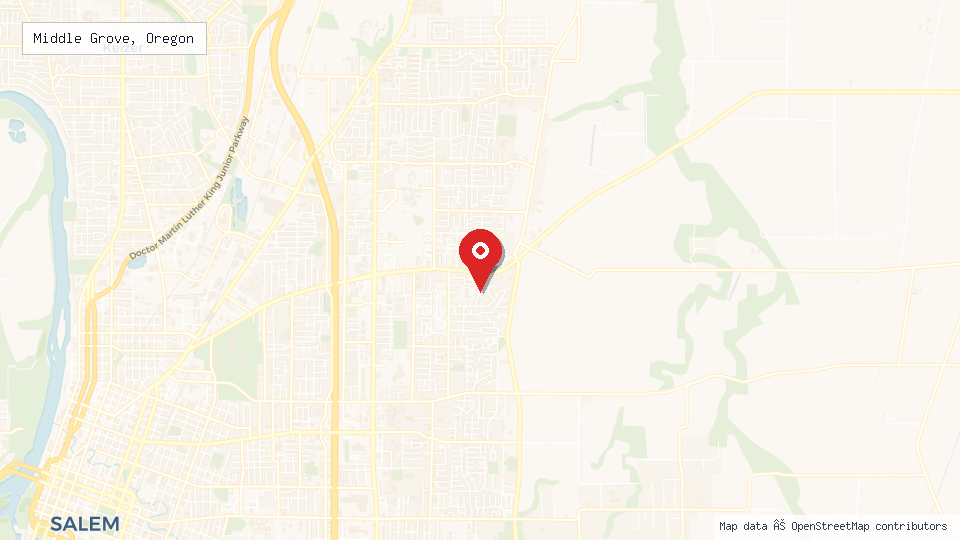 Street map of Middle Grove, Oregon with location pin