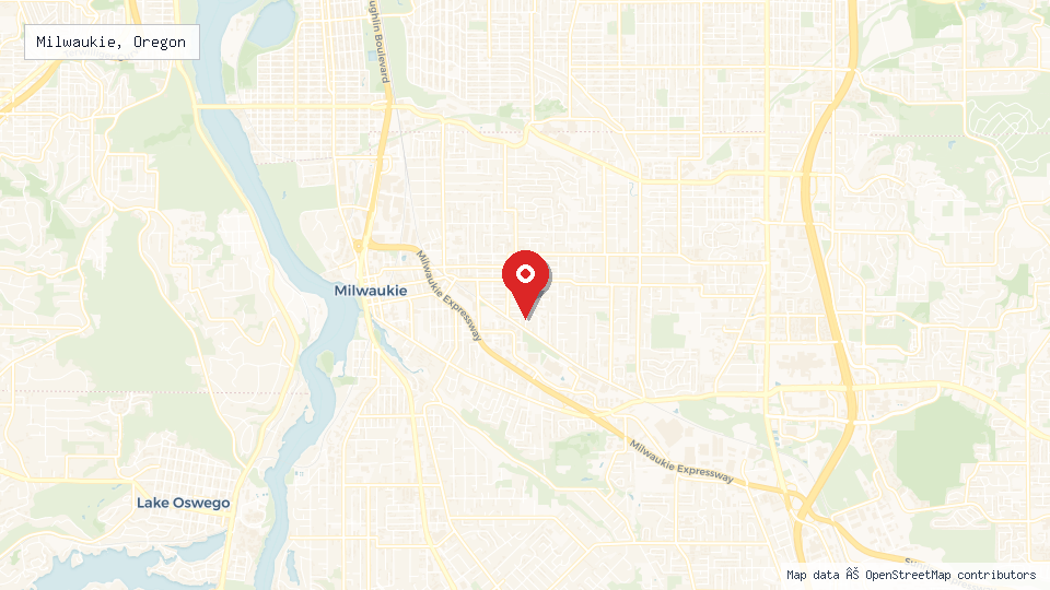 Street map of Milwaukie, Oregon with location pin