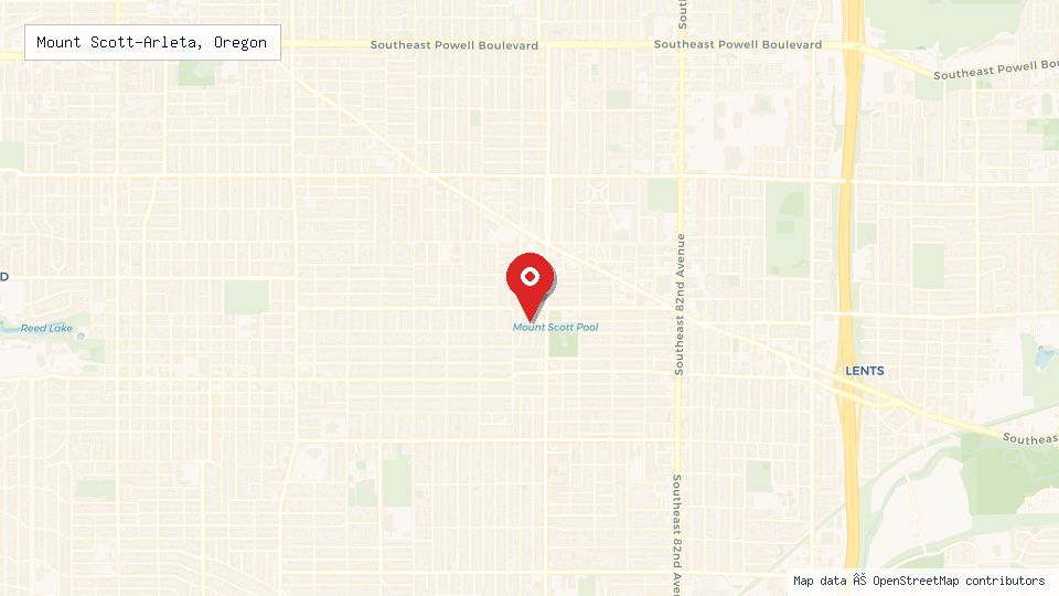Street map of Mount Scott-Arleta, Oregon with location pin