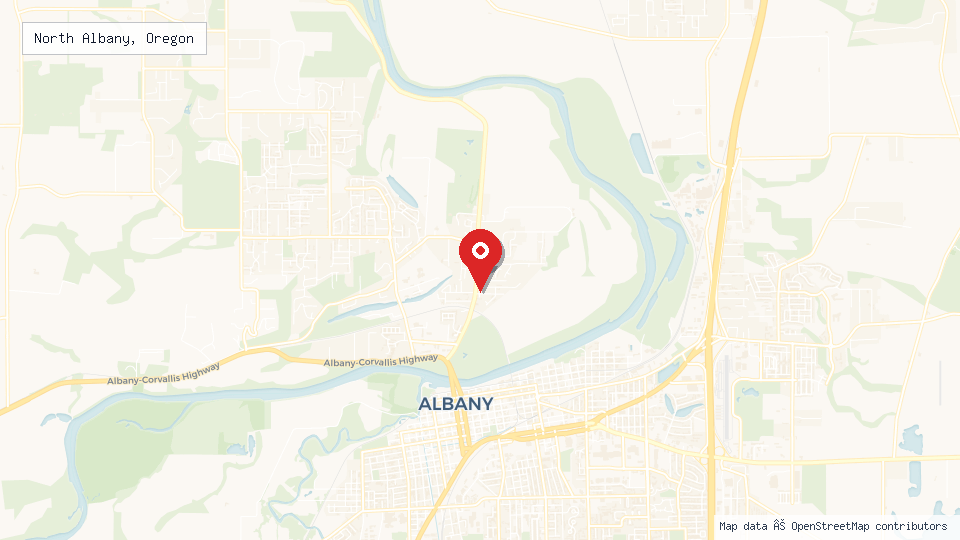 Street map of North Albany, Oregon with location pin