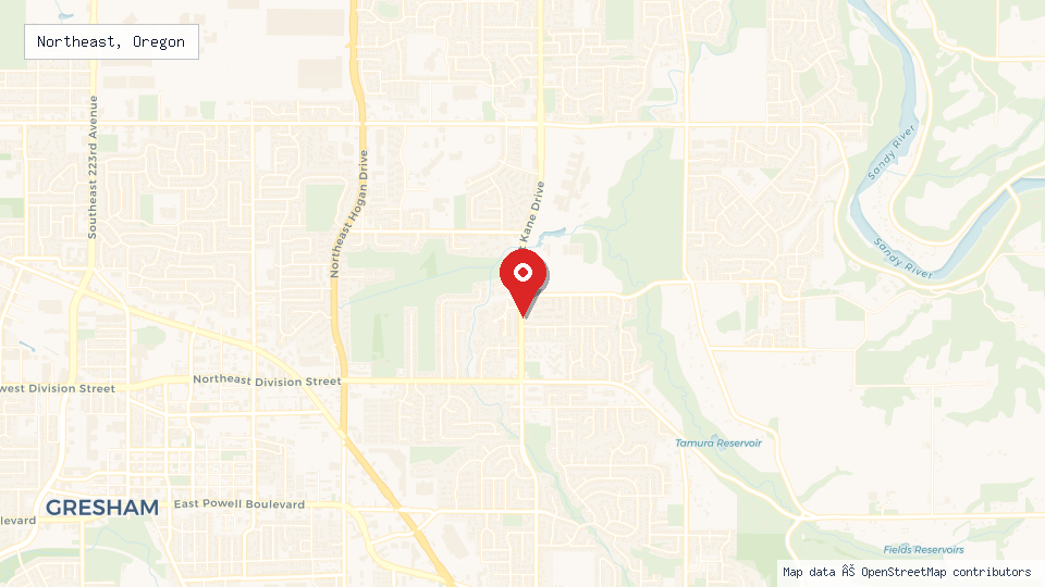 Street map of Northeast, Oregon with location pin
