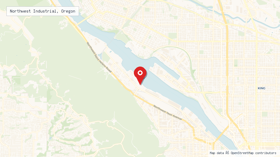 Street map of Northwest Industrial, Oregon with location pin