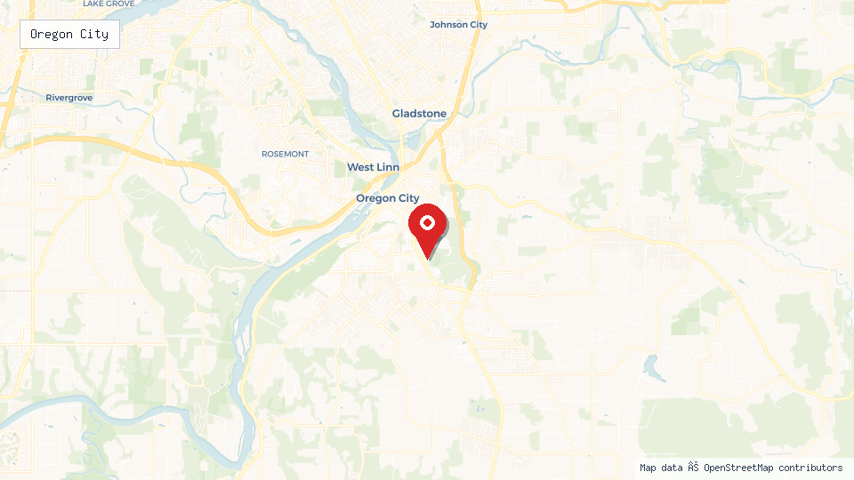 Street map of Oregon City with location pin