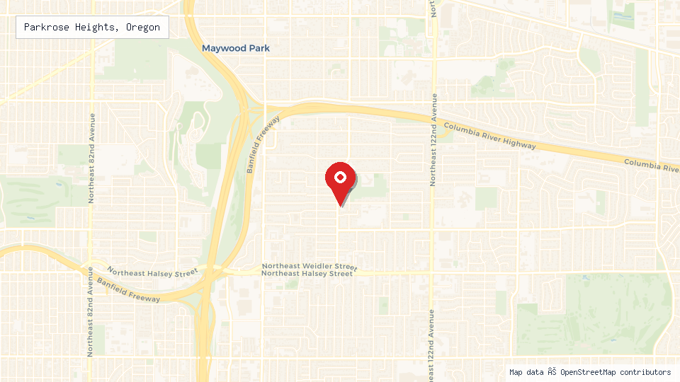 Street map of Parkrose Heights, Oregon with location pin