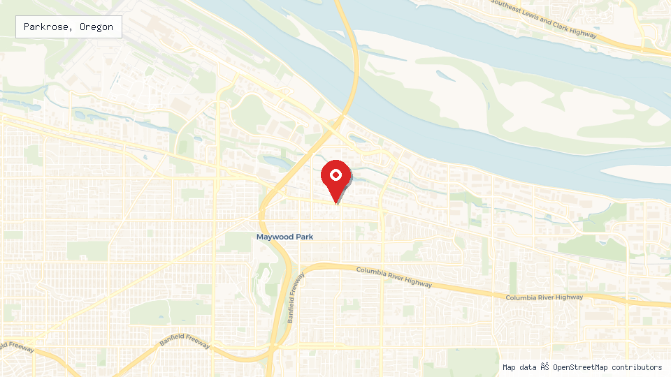 Street map of Parkrose, Oregon with location pin