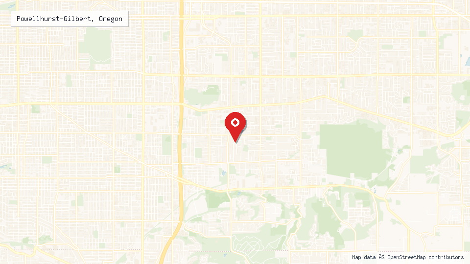 Street map of Powellhurst-Gilbert, Oregon with location pin