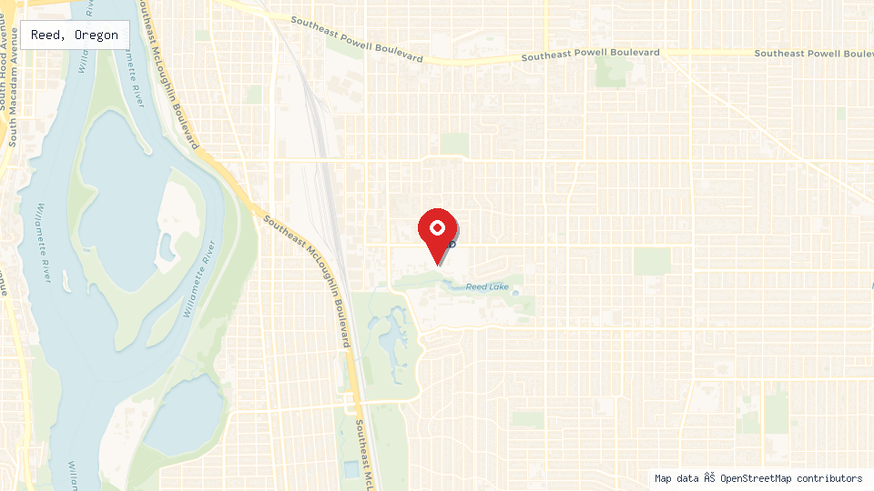 Street map of Reed, Oregon with location pin