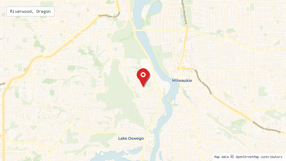 Street map of Riverwood, Oregon with location pin