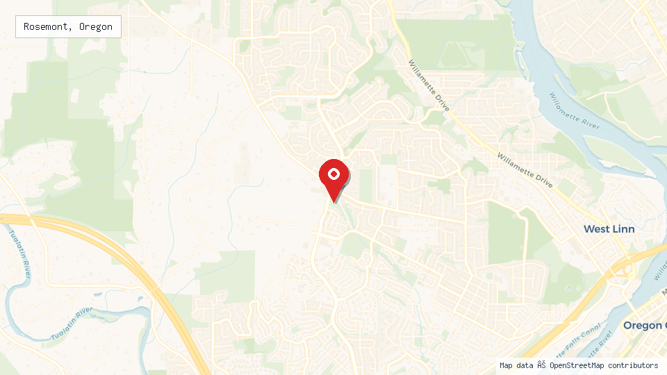 Street map of Rosemont, Oregon with location pin