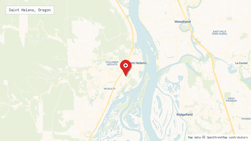 Street map of Saint Helens, Oregon with location pin