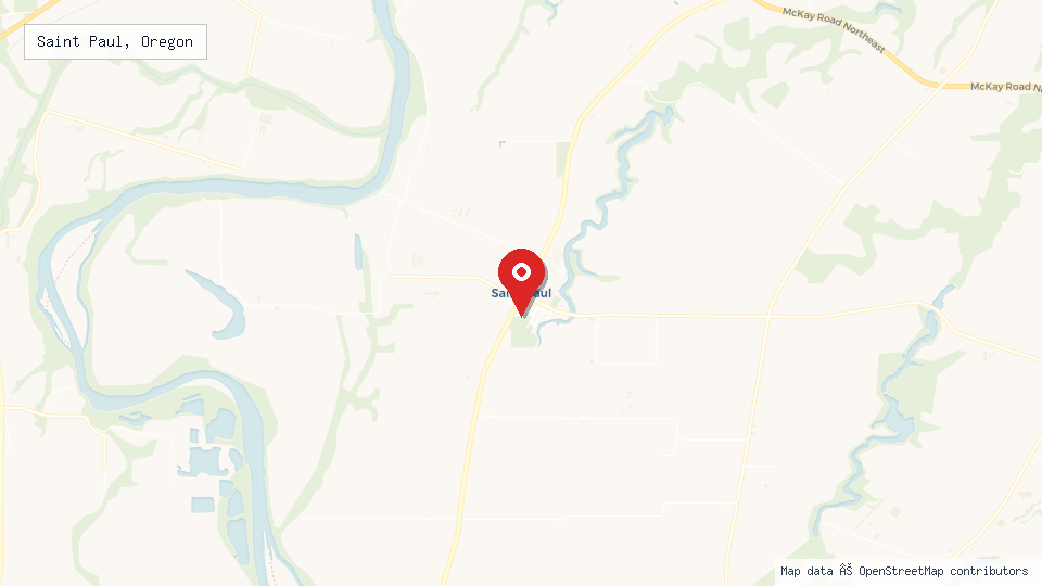 Street map of Saint Paul, Oregon with location pin