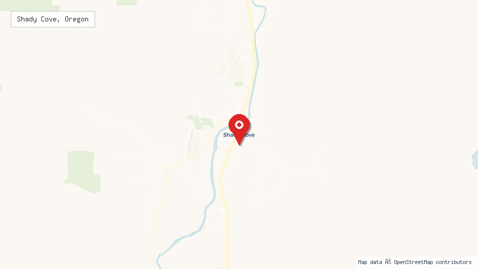 Street map of Shady Cove, Oregon with location pin