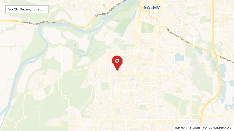 Street map of South Salem, Oregon with location pin