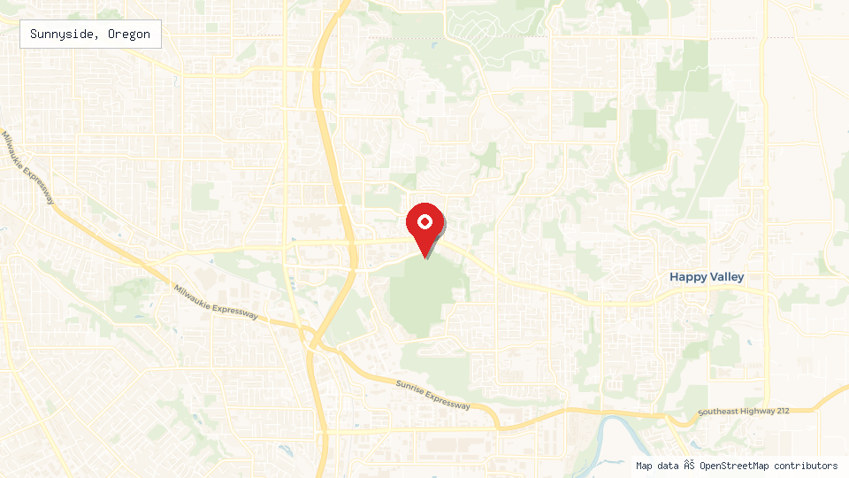 Street map of Sunnyside, Oregon with location pin
