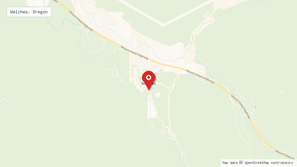 Street map of Welches, Oregon with location pin