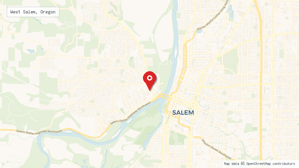 Street map of West Salem, Oregon with location pin